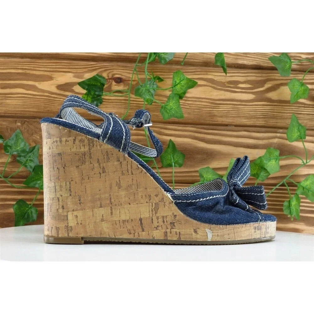 Tommy Hilfiger Sz 7 M Blue Ankle Strap Fabric‎ Women Sandals